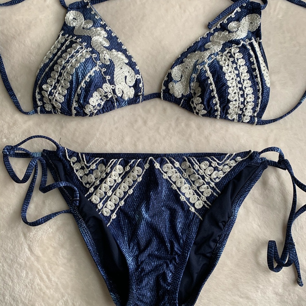 Nanette Lepore Deja Blue Indigo Bikini size M - Picture 10 of 15